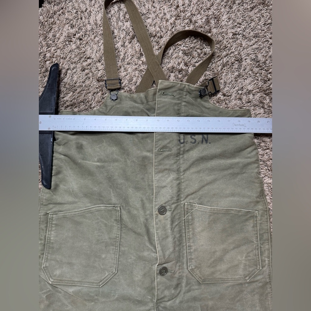 Vintage WW2 us navy overalls-1940s USN Talon zipper 46x19 M missing button #0932 - Picture 8 of 11